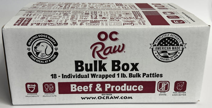 OC Raw Grain Free Bulk Raw Frozen Dog Food Box 18LB