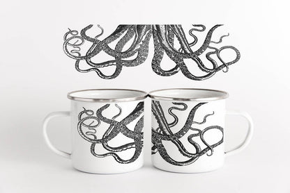 Octopus Tentacles Nautical Camp Mug | Coastal Sea Beach: White