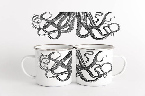 Octopus Tentacles Nautical Camp Mug | Coastal Sea Beach: White