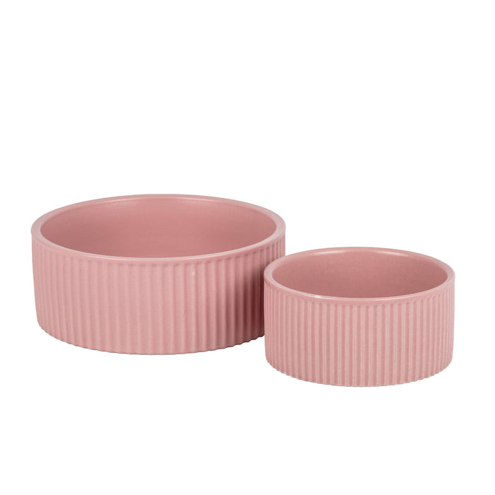 Park Life Designs JARDIN Ribbed Pet Bowl Collection with Modern Matte Exterior