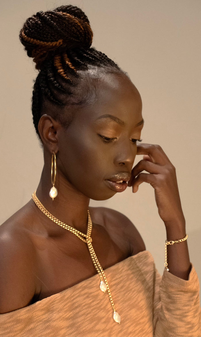 Pearl Drop Lariat Necklace