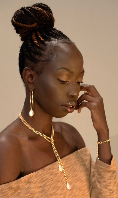 Pearl Drop Lariat Necklace