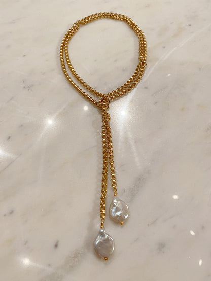 Pearl Drop Lariat Necklace