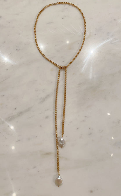 Pearl Drop Lariat Necklace