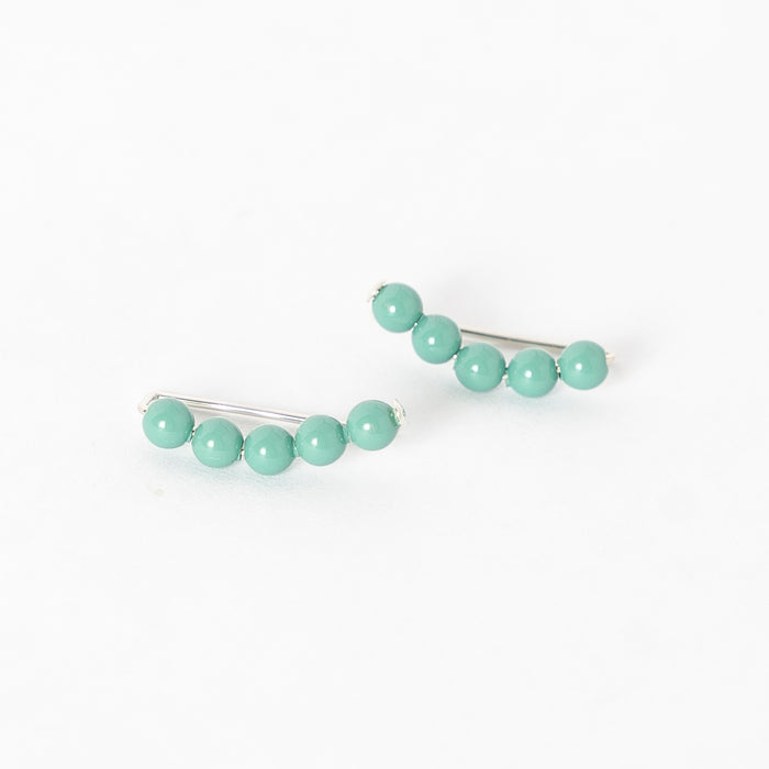 turquoise pearl ear climbers - women's earrings - simple jewelry