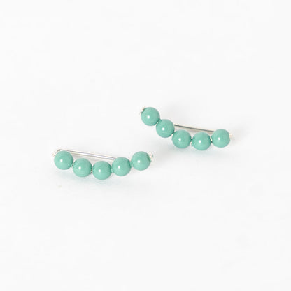 turquoise pearl ear climbers - women's earrings - simple jewelry