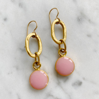 Pink Cloisonne' Pendant Earrings