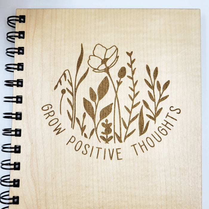 Positive thoughts wood journal - refillable notebook: Blank