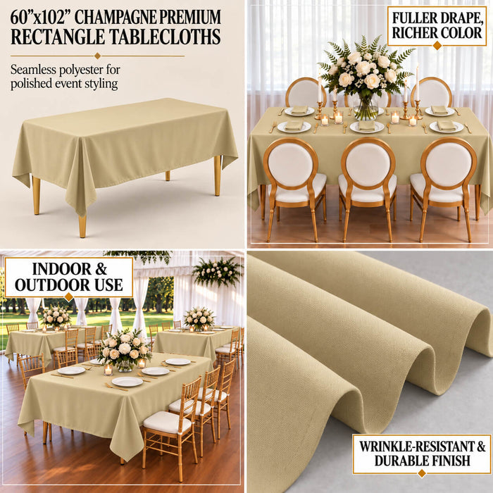 champagne premium polyester rectangle tablecloth