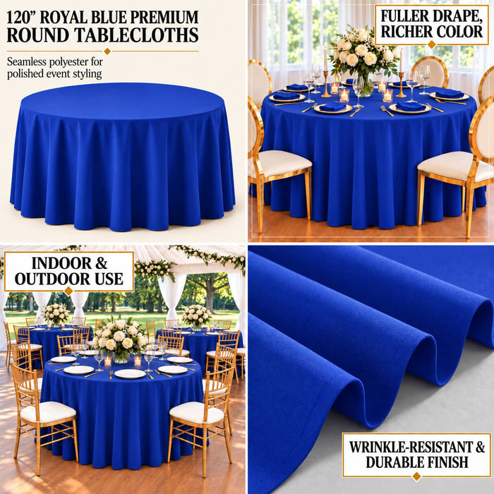 royal blue seamless polyester round tablecloth
