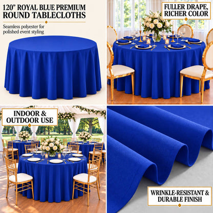 royal blue seamless polyester round tablecloth