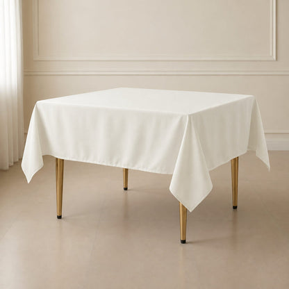 ivory polyester square table overlay