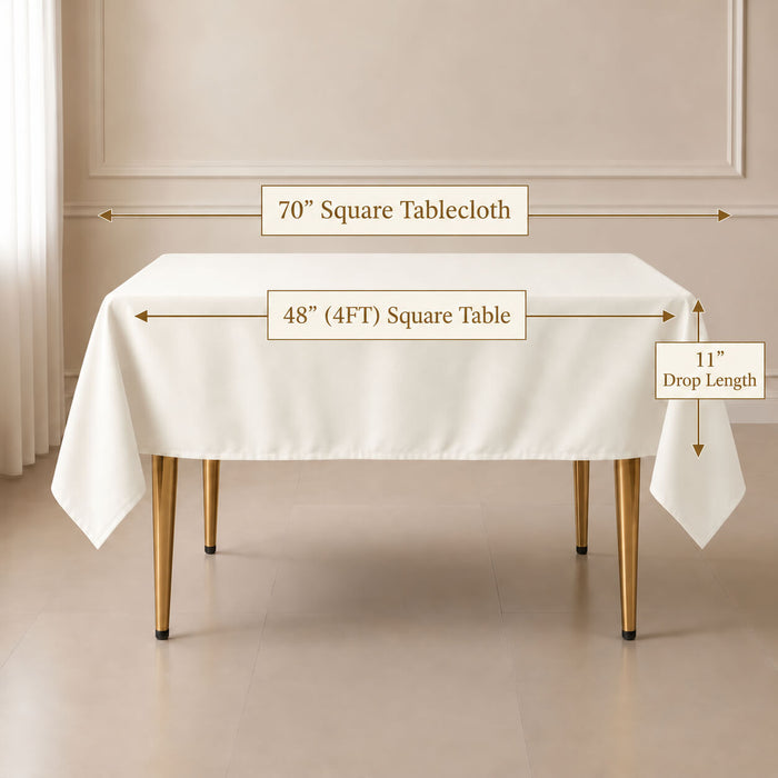 ivory square table overlay 70x70 inch wrinkle-resistant