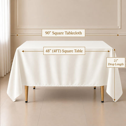 ivory polyester square table overlay 90x90