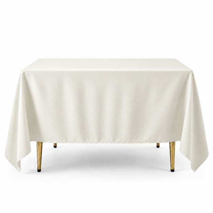 ivory polyester square table overlay