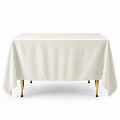 ivory polyester square table overlay