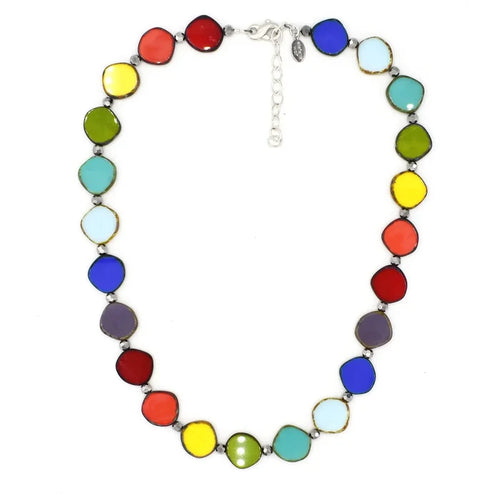 Rainbow Mix Small Circle Beaded Statement Necklace