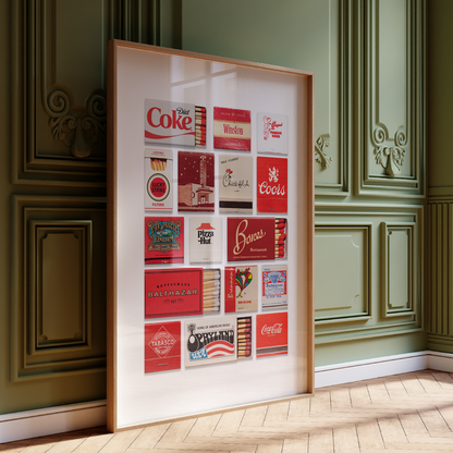 Red Matchbook Collage Poster w/Frame Options [Online Only]