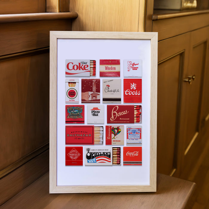 Red Matchbook Collage Poster w/Frame Options [Online Only]