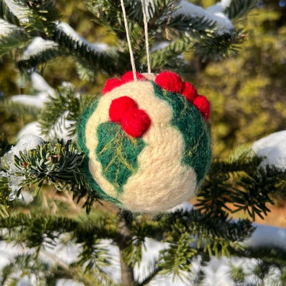 Red Mistletoe Ball Ornament