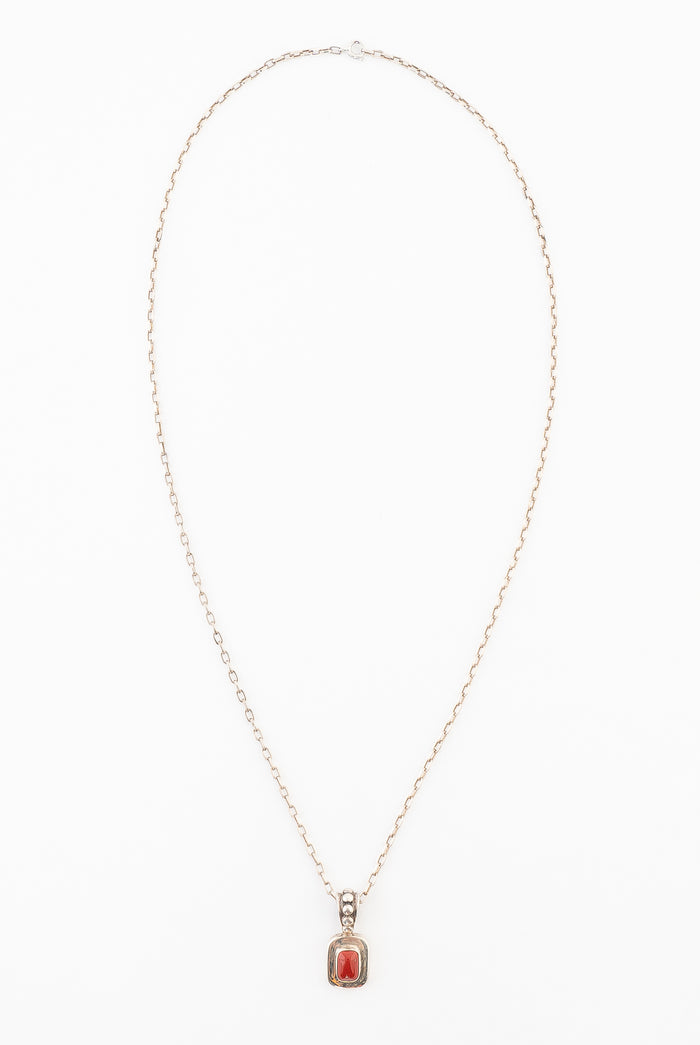 Red Opal Sterling Silver Necklace