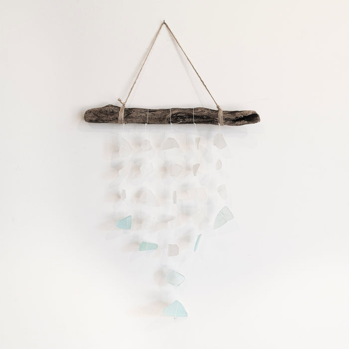 driftwood and sea glass mobile - handmade in Maine