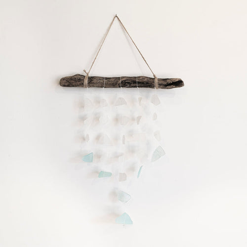 driftwood and sea glass mobile - handmade in Maine