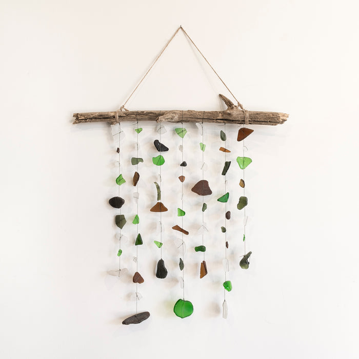 multi colored sea glass mobile - home goods - wall hanging