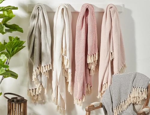 Sevan Collection Soft 100% Cotton Diamond Weave Throw Blanket, 50" W x 60" L [Online Only]