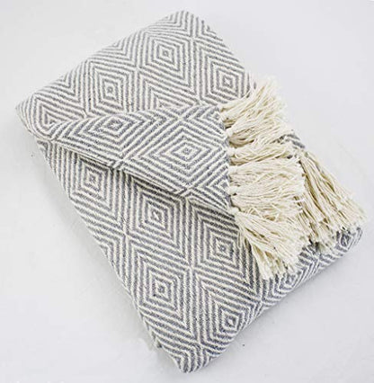 Sevan Collection Soft 100% Cotton Diamond Weave Throw Blanket, 50" W x 60" L [Online Only]