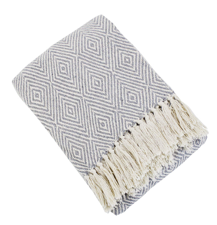 Sevan Collection Soft 100% Cotton Diamond Weave Throw Blanket, 50" W x 60" L [Online Only]