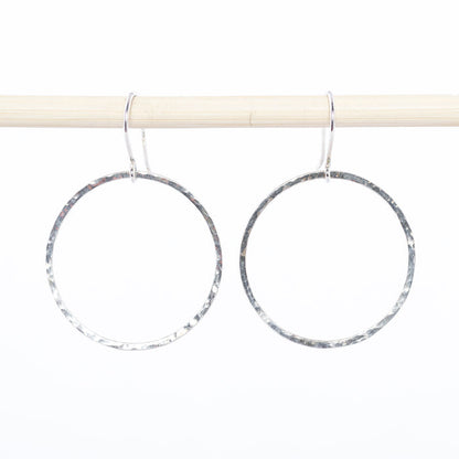 Sterling Silver Earring - hoop - Circle Drop - 1" - dangle - jewelry