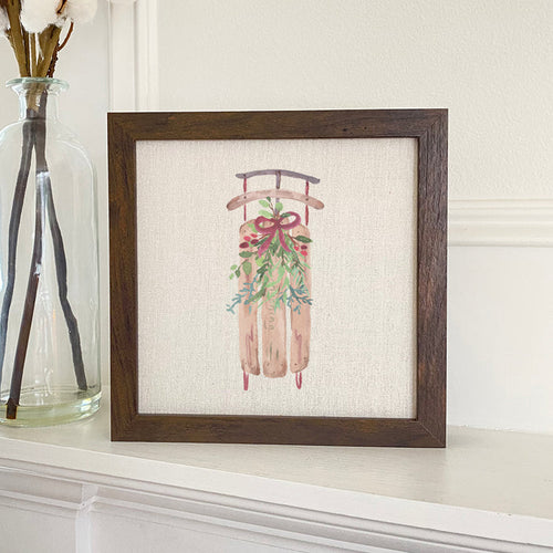 Sled with Mistletoe - Framed Sign