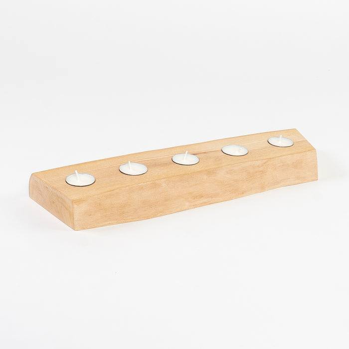 solid ash candle runner - live edge - tealight candles - votive - hand carved wood - handmade in Maine