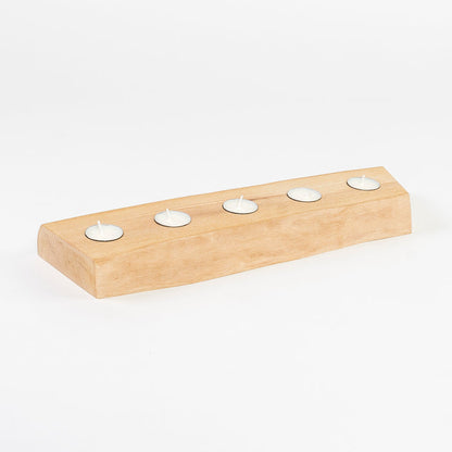 solid ash candle runner - live edge - tealight candles - votive - hand carved wood - handmade in Maine