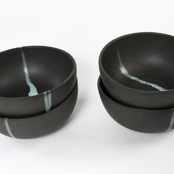 Soup Bowls | Black with Blue Accents