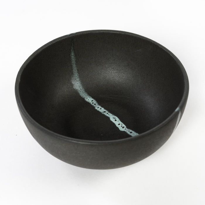Soup Bowls | Black with Blue Accents