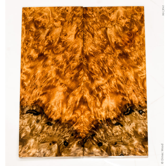 Stabilized golden amboyna burl wood scales
