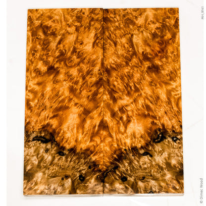 Stabilized golden amboyna burl wood scales