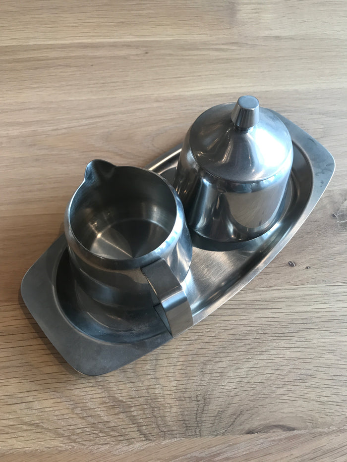 Stainless Cream + Sugar Set w/tray