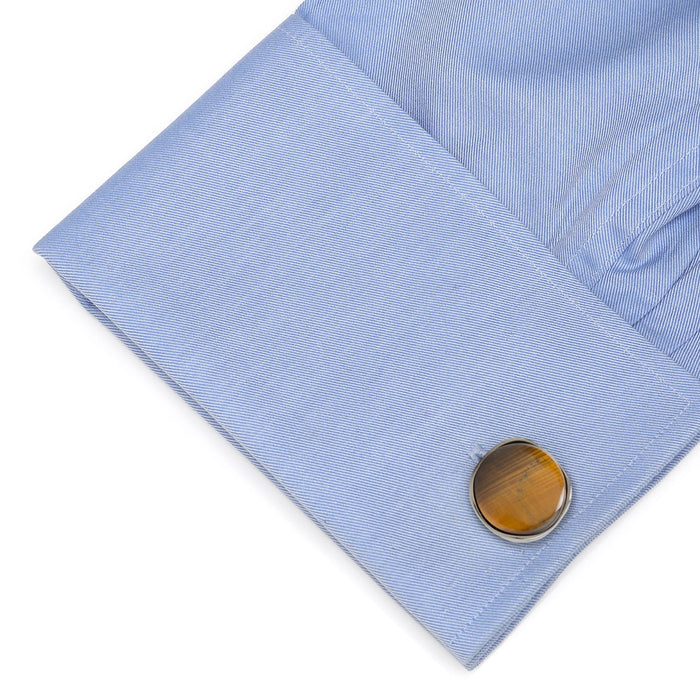 Sterling Silver Formal Tigers Eye Gunmetal Cufflinks [Online Only]