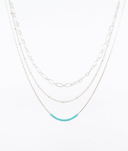 sterling silver multi-strand necklace - layered - turquoise beads - handmade in Maine by Near and Native