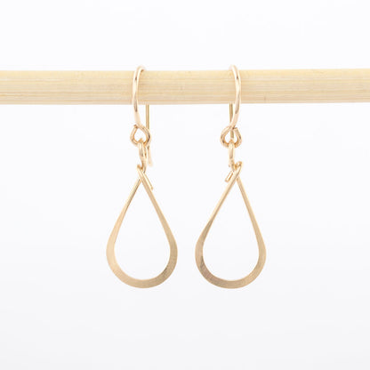 gold earrings - teardrop - 14K - hammered wire - dangle - nickel free - jewelry