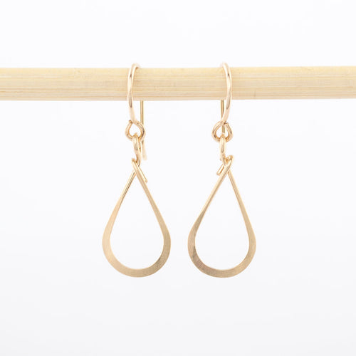 gold earrings - teardrop - 14K - hammered wire - dangle - nickel free - jewelry