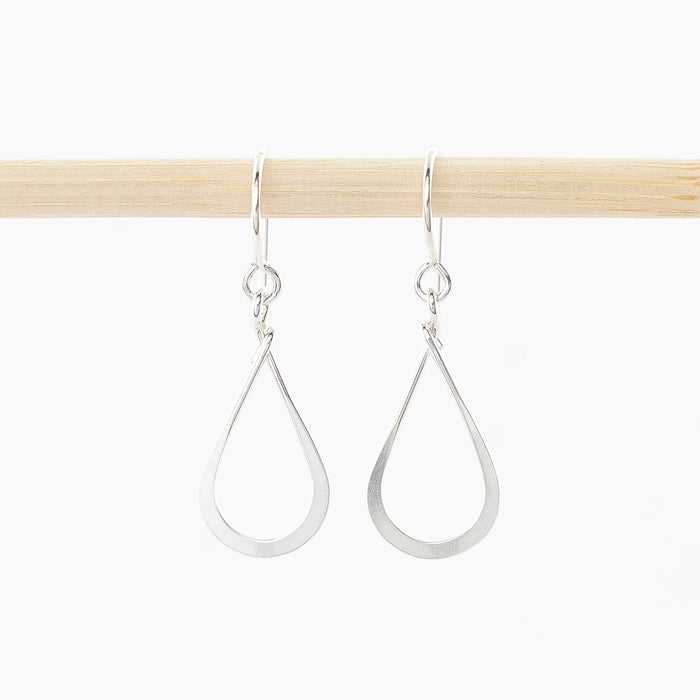 sterling silver teardrop earrings - hammered smooth - handmade in Maine - nickel free jewelry