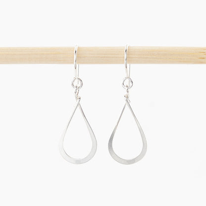 sterling silver teardrop earrings - hammered smooth - handmade in Maine - nickel free jewelry