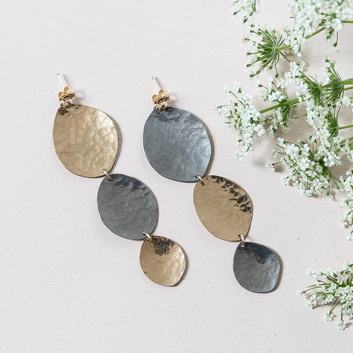 Textured Niobium + Gold Earrings