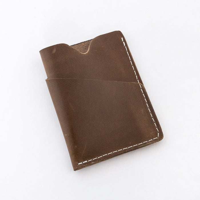the brockman wallet in chocolate - durable leather - hand stitched - unisex