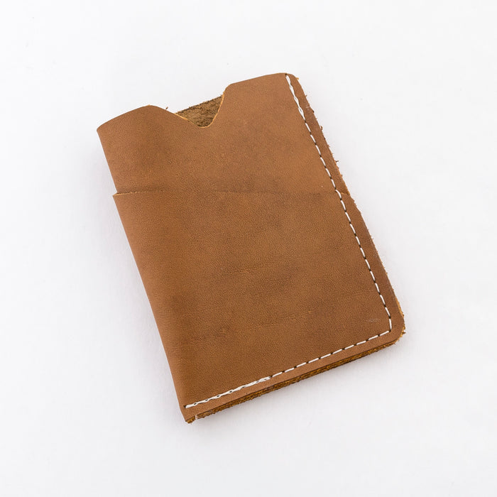 the brockman wallet in caramel - handmade in maine - leather goods