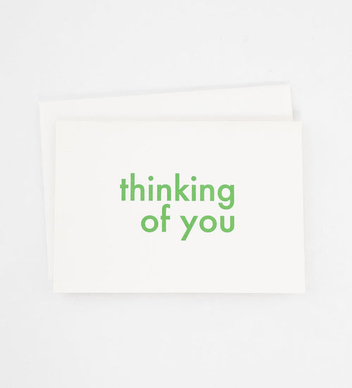 Thinking of you green lettering
